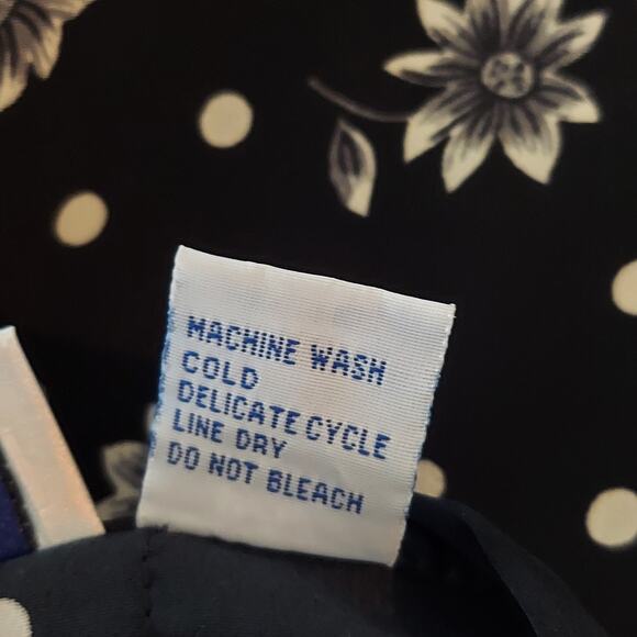 90s Maxi Skirt Black White Floral Polka Dot Tie Waist Whimsigoth Whimisical - Picture 10 of 10